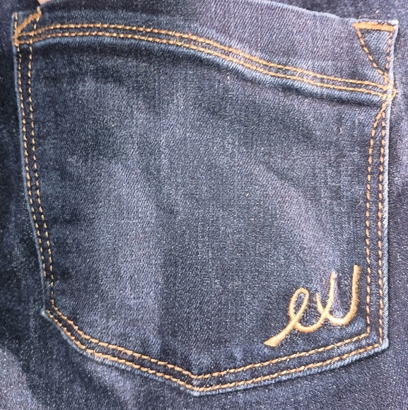 Mid Rise Designer EXPRESS JEANS Dark Blue Wash Denim Midrise Leggings (#1,161) - Picture 4 of 6